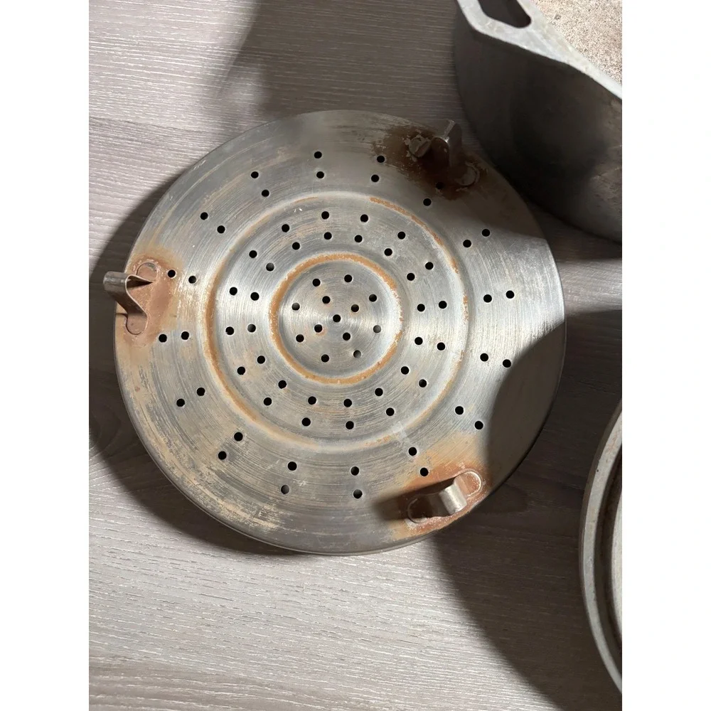 Vintage Super Maid Cast Aluminum Dutch Oven Self Basting Lid Steamer Insert